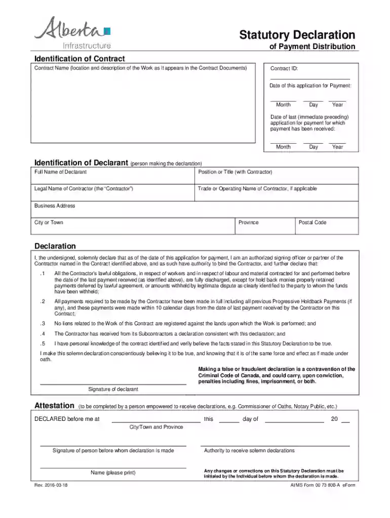 statutory declaration alberta Preview on Page 1