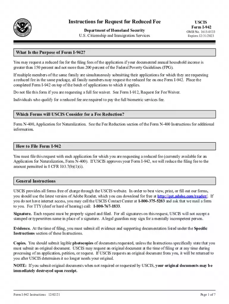 2021 dhs uscis instructions i 942 form Preview on Page 1