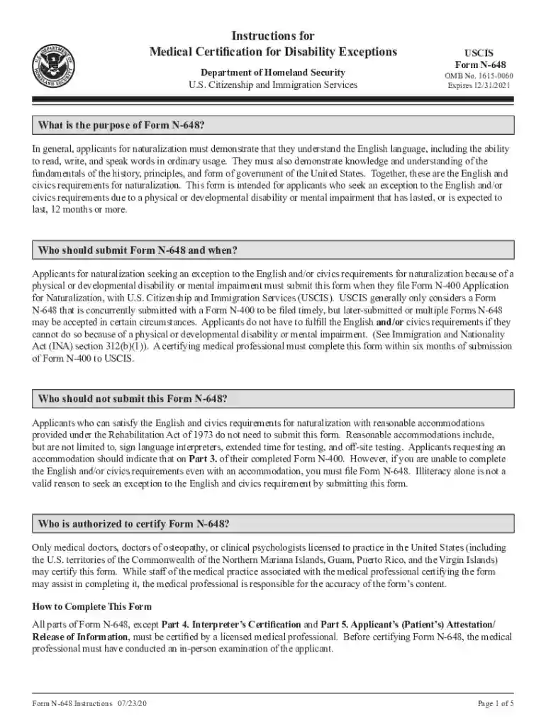 2020 n648 instructions medical exceptions make Preview on Page 1