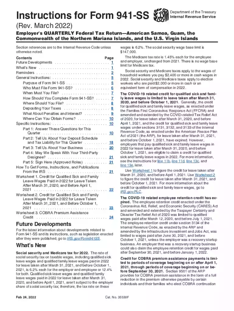 2022 instructions 941ss federal return Preview on Page 1
