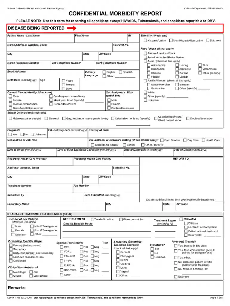 confidential morbidity report Preview on Page 1