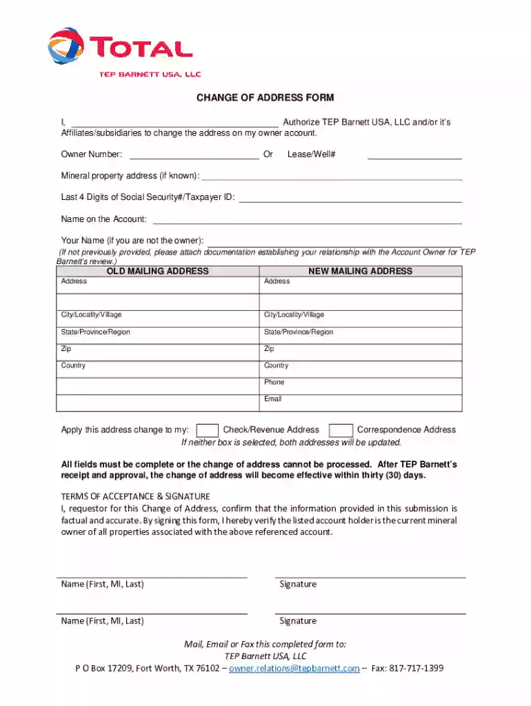 tep change address Preview on Page 1