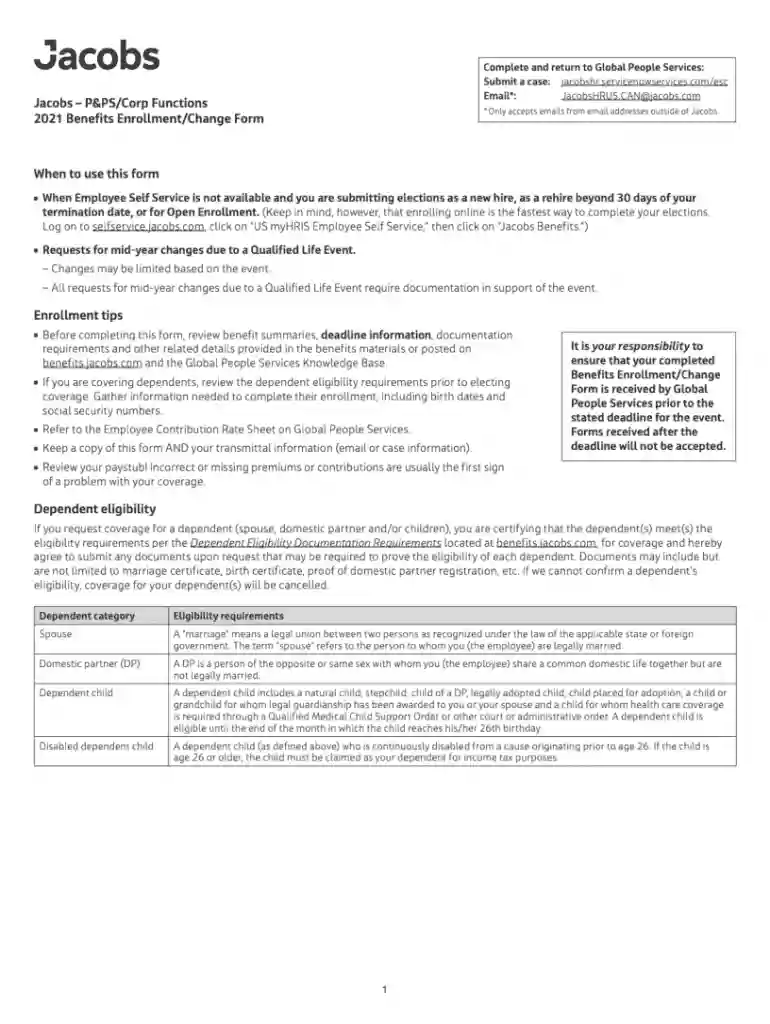 Service Now SNOW Jacobs Global People Services GPS Preview on Page 1