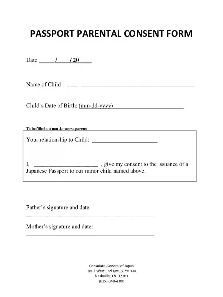 general passport parental consent Preview on Page 1