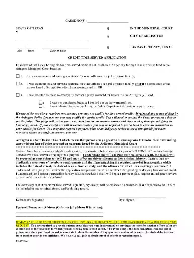sample letter requesting time served Preview on Page 1