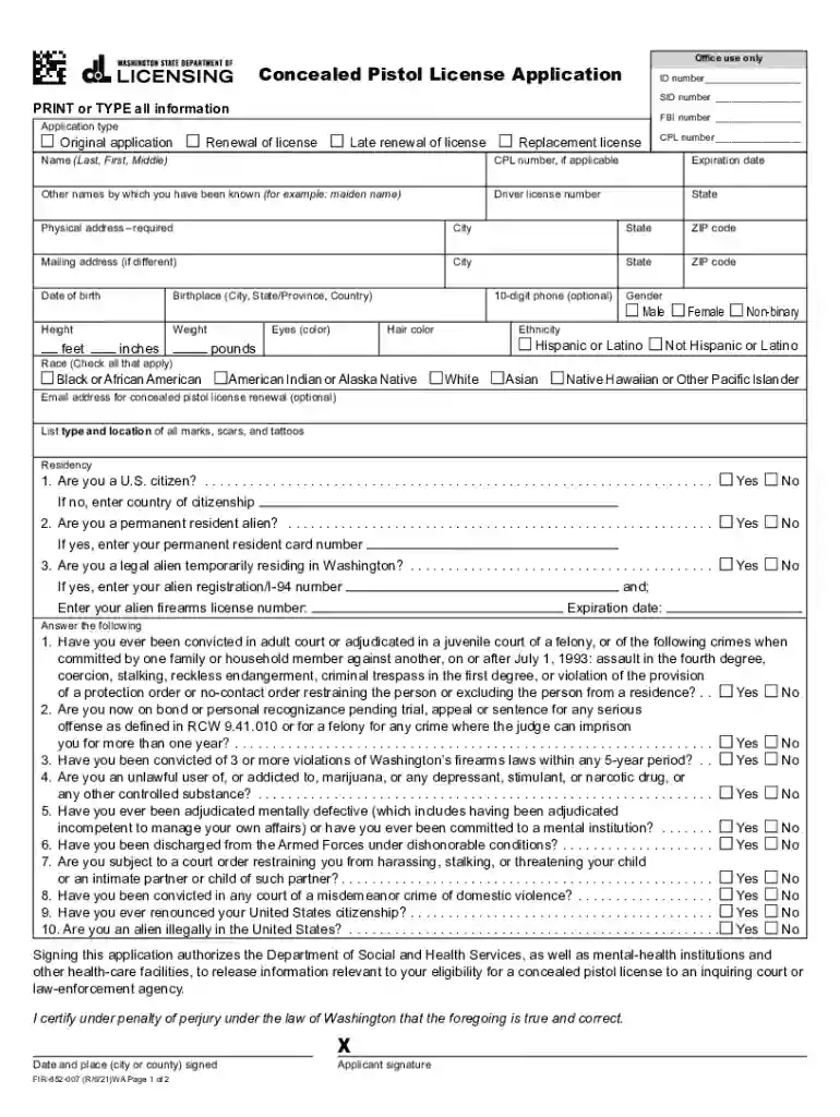 ccw permit washington state Preview on Page 1