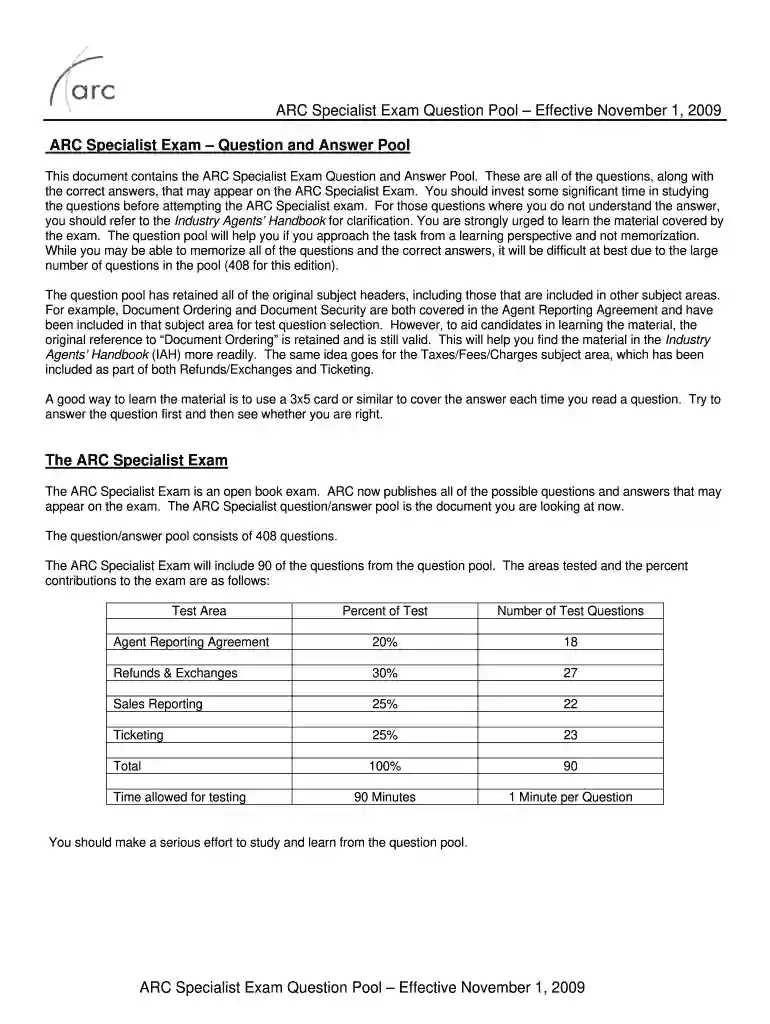 arc specialist exam question pool Preview on Page 1