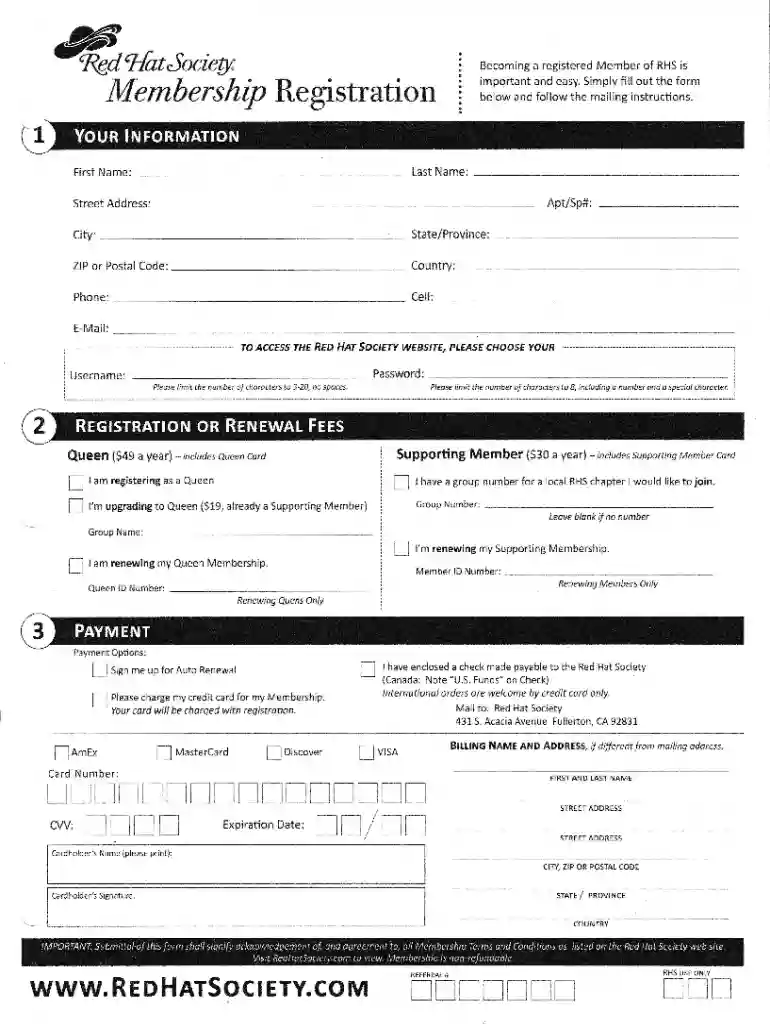 red hat society membership Preview on Page 1