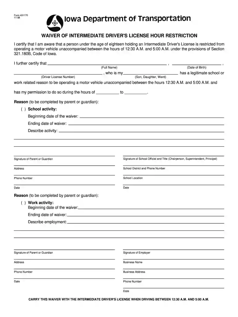 iowa dot school permit form Preview on Page 1