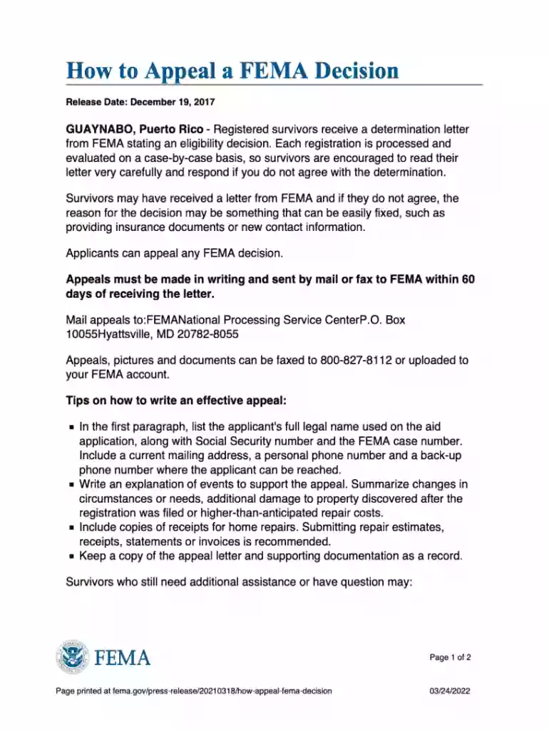 fema appeal letter example Preview on Page 1