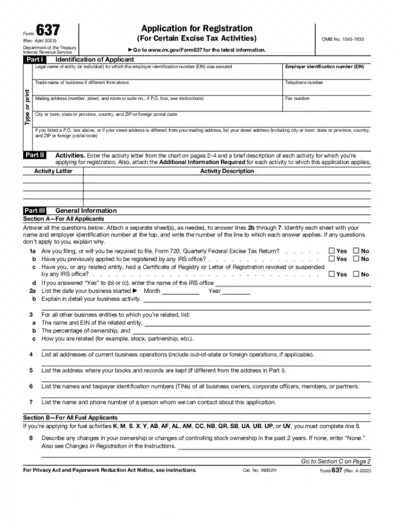 form 637 Preview on Page 1