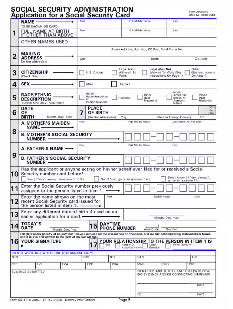 application for social security card Preview on Page 1