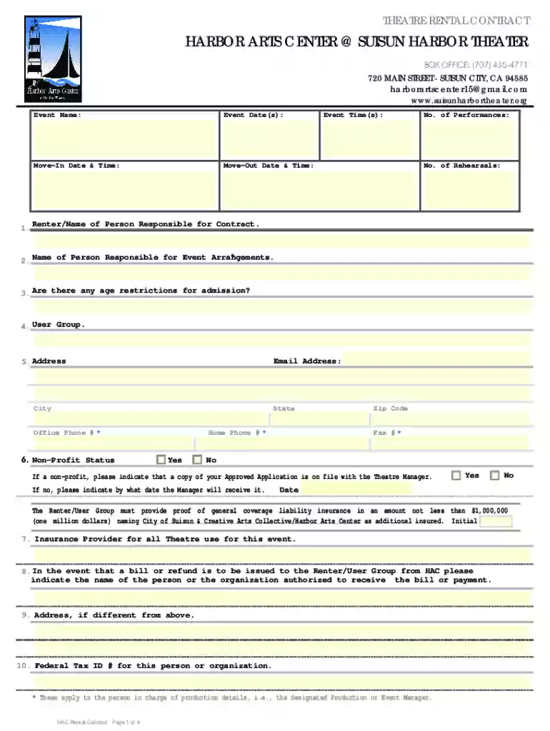 HAC Rental Form & Riders Preview on Page 1