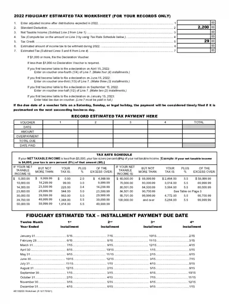 dfa arkansas income-taxfiduciary-andFiduciary and Estate Income Tax Forms - Arkansas Preview on Page 1