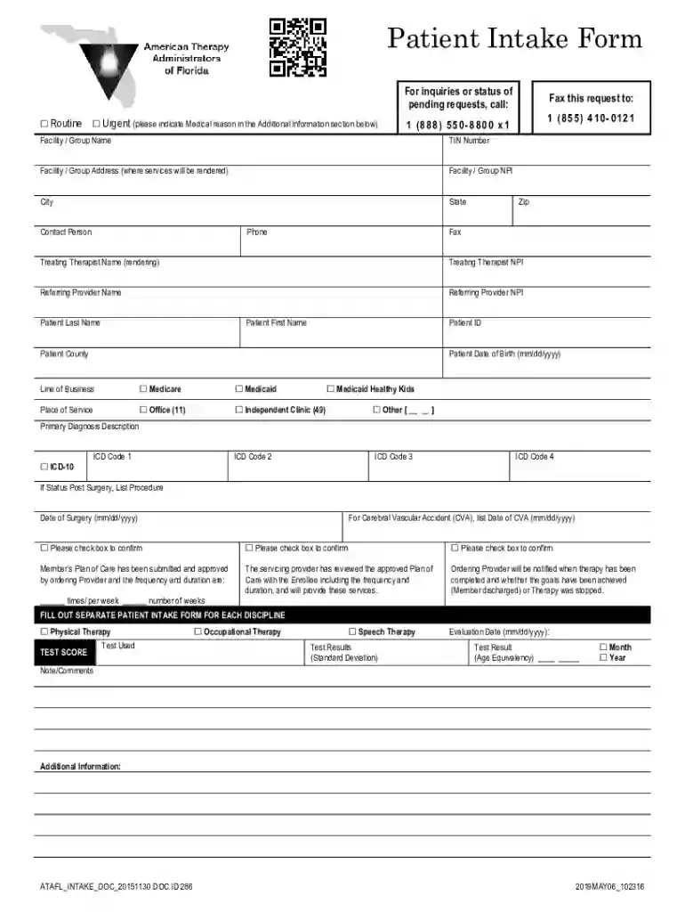 Online Intake FormsIntakeQManagement Practices for the Release of InformationOnline Intake FormsInta Preview on Page 1