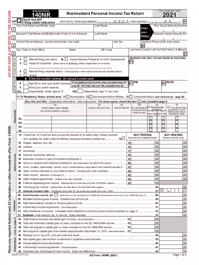 arizona 140nr form Preview on Page 1