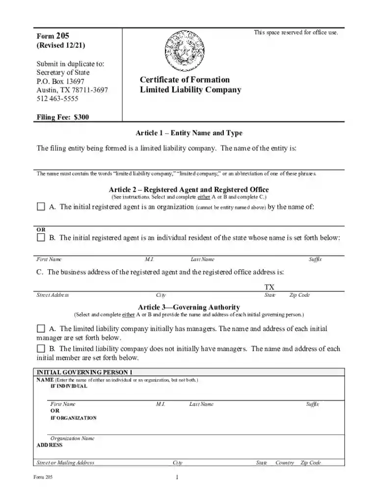 state form 205 Preview on Page 1
