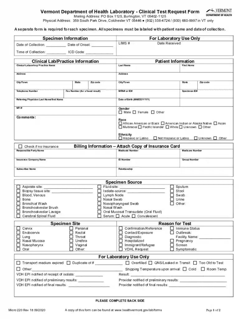 clinical test form Preview on Page 1