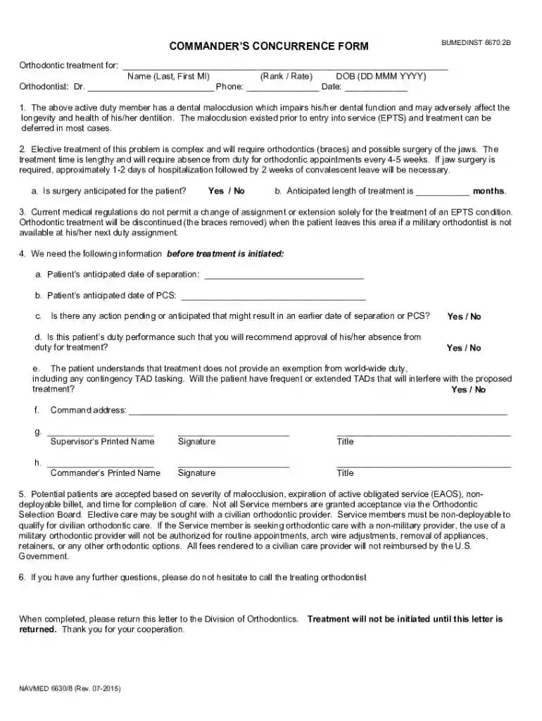 COMMANDERS CONCURRENCE FORM Preview on Page 1
