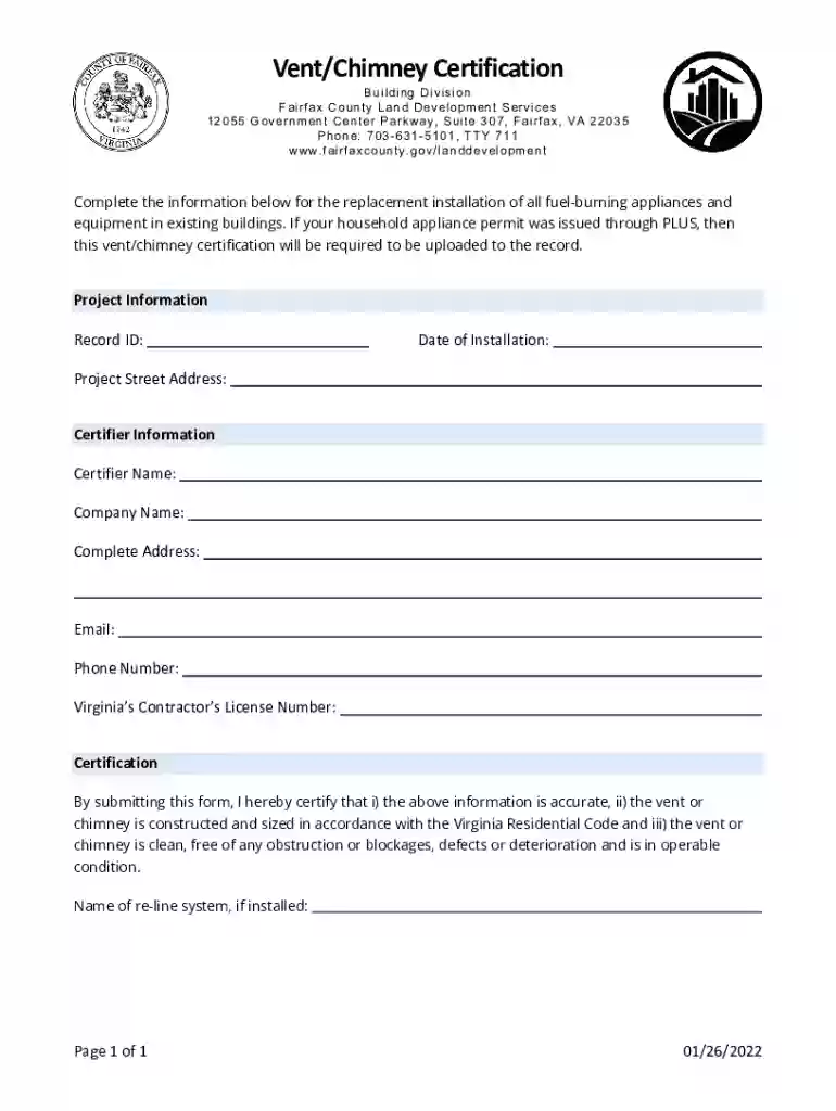 vent certification county Preview on Page 1