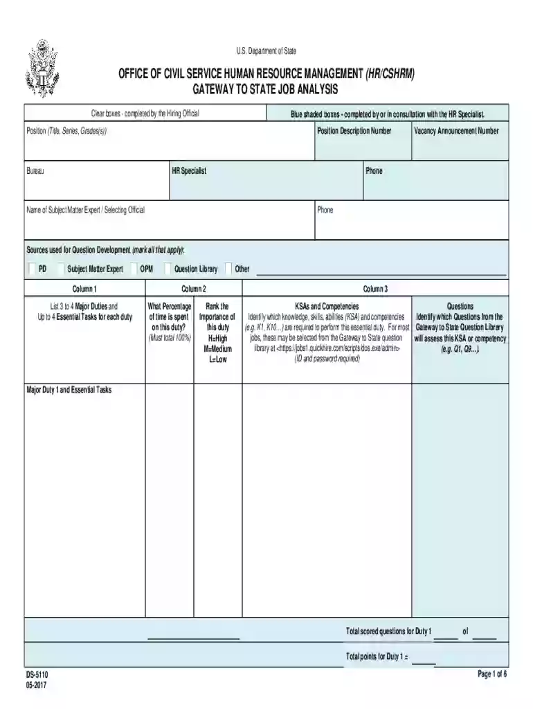 eforms state Formsds5110OFFICE OF CIVIL SERVICE HUMAN RESOURCE MANAGEMENT (HR CSHRM Preview on Page 1