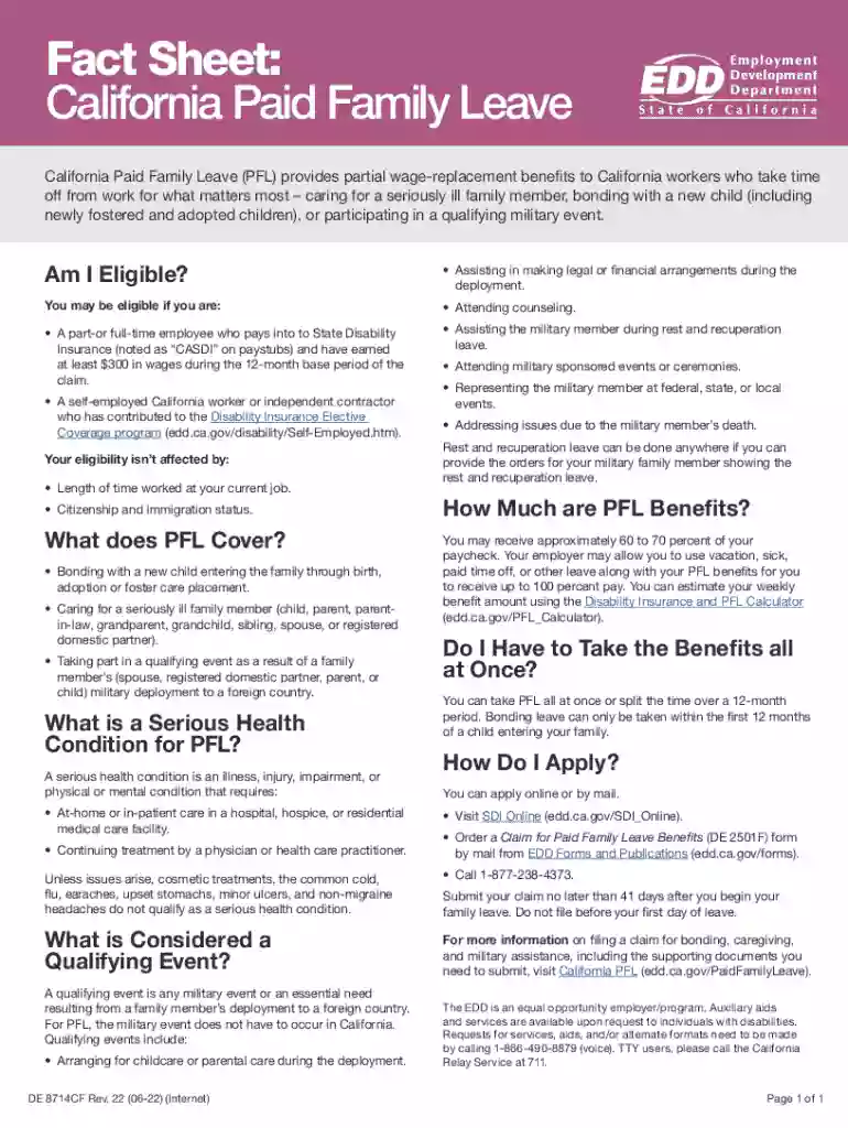 ca edd paid family leave Preview on Page 1