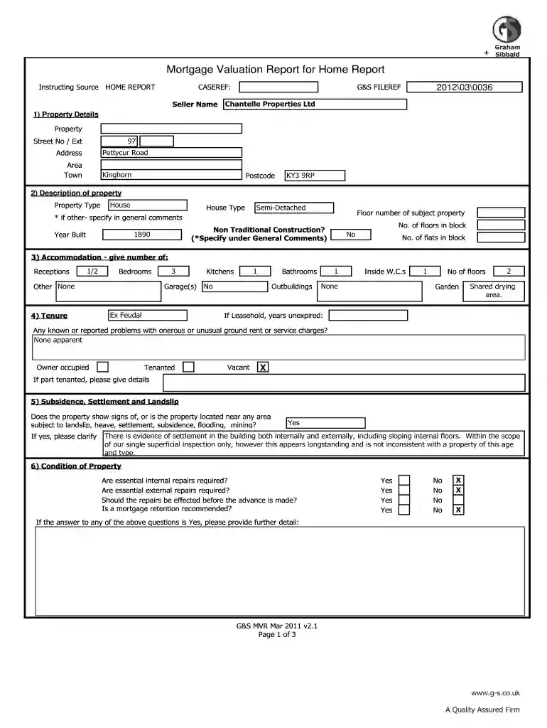 mortgage valuation report example Preview on Page 1