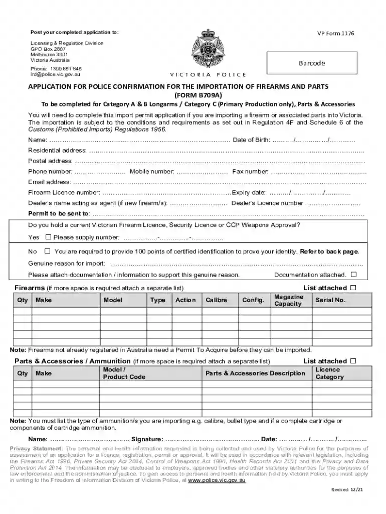 application customs b709a form Preview on Page 1