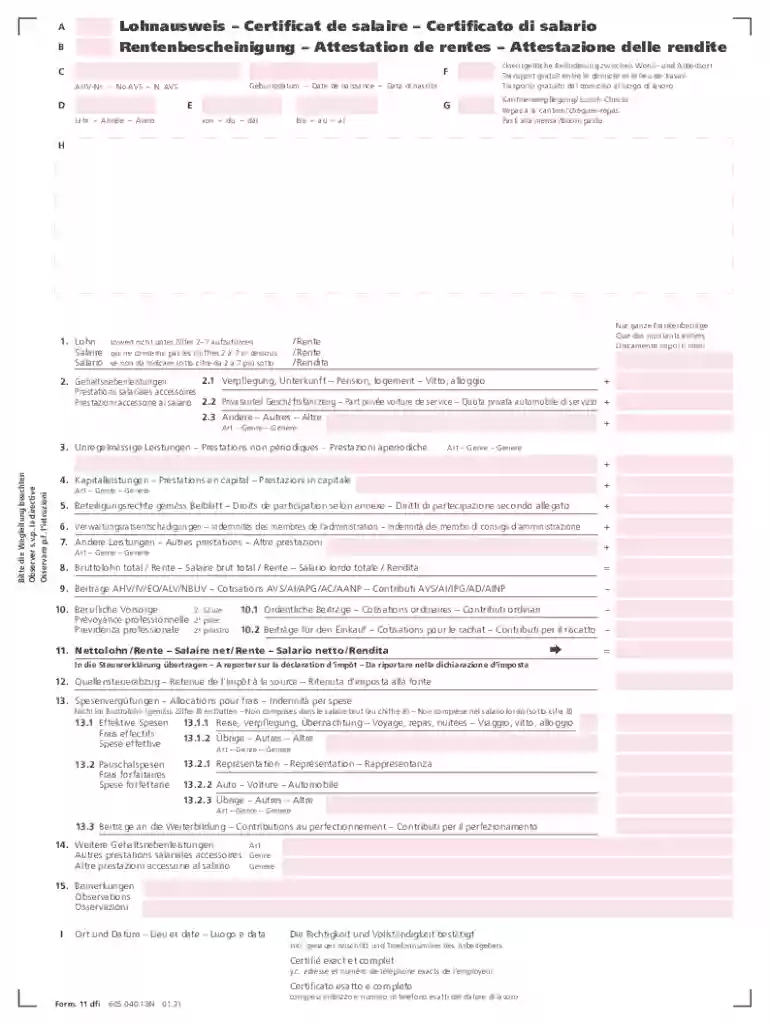 lohnausweis certificat Preview on Page 1