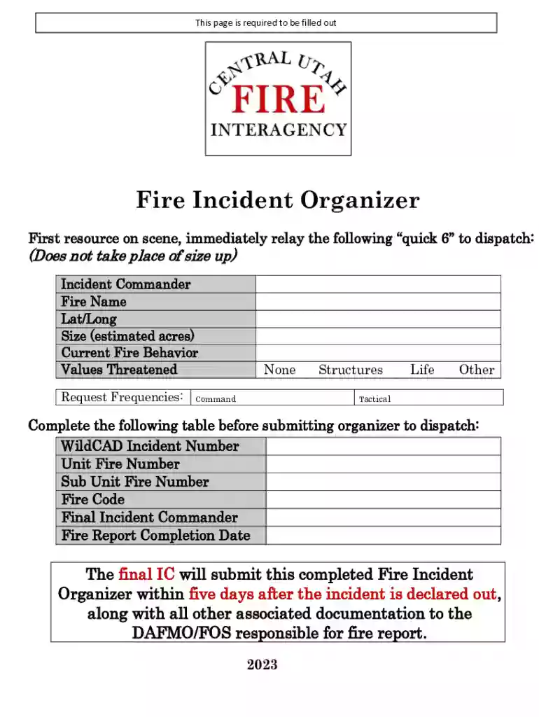 Fire Incident Organizer Preview on Page 1