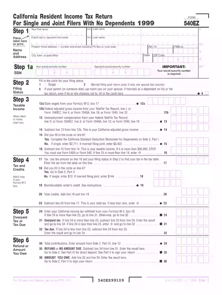 ca resident income tax return Preview on Page 1