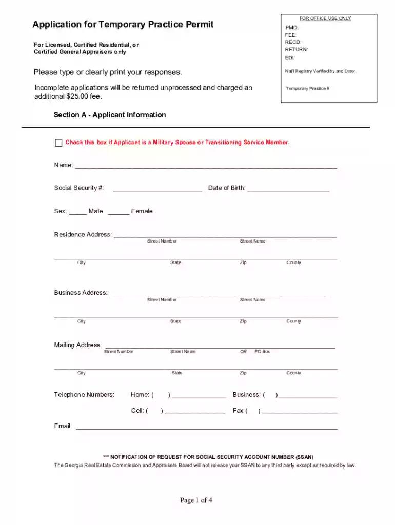 Appraiser Applications, Documents and FeesDivision of Preview on Page 1