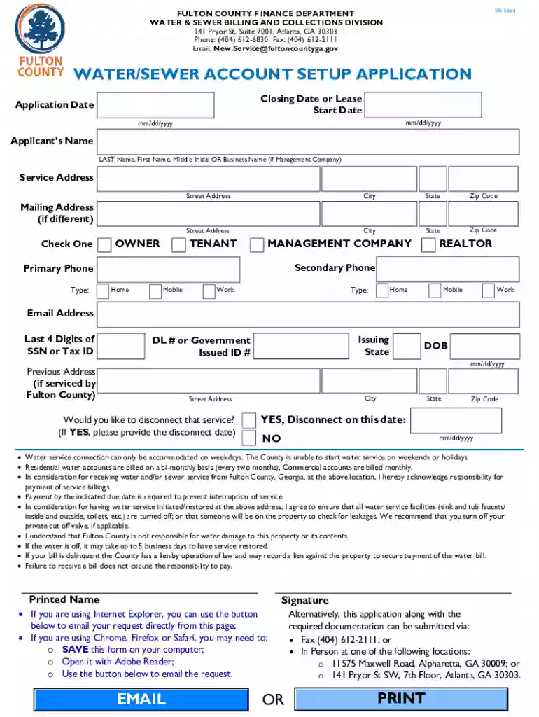 POOL FILL CREDIT REQUEST FORM - Fulton County, Georgia Preview on Page 1
