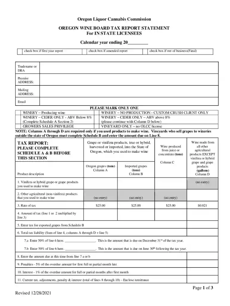 oregon wine board tax Preview on Page 1