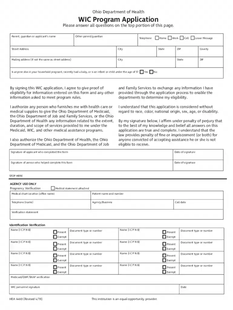 warrenchd wp-contentuploadsOhio Department of Health WIC Program Application Preview on Page 1