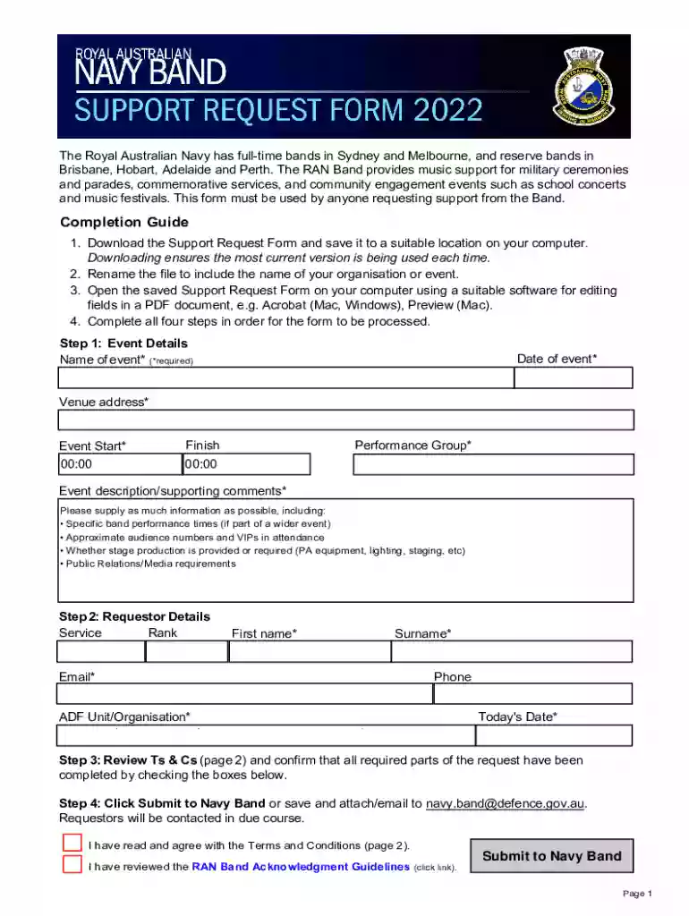 RAN Band Support Request form RAN Band Support Request form Preview on Page 1