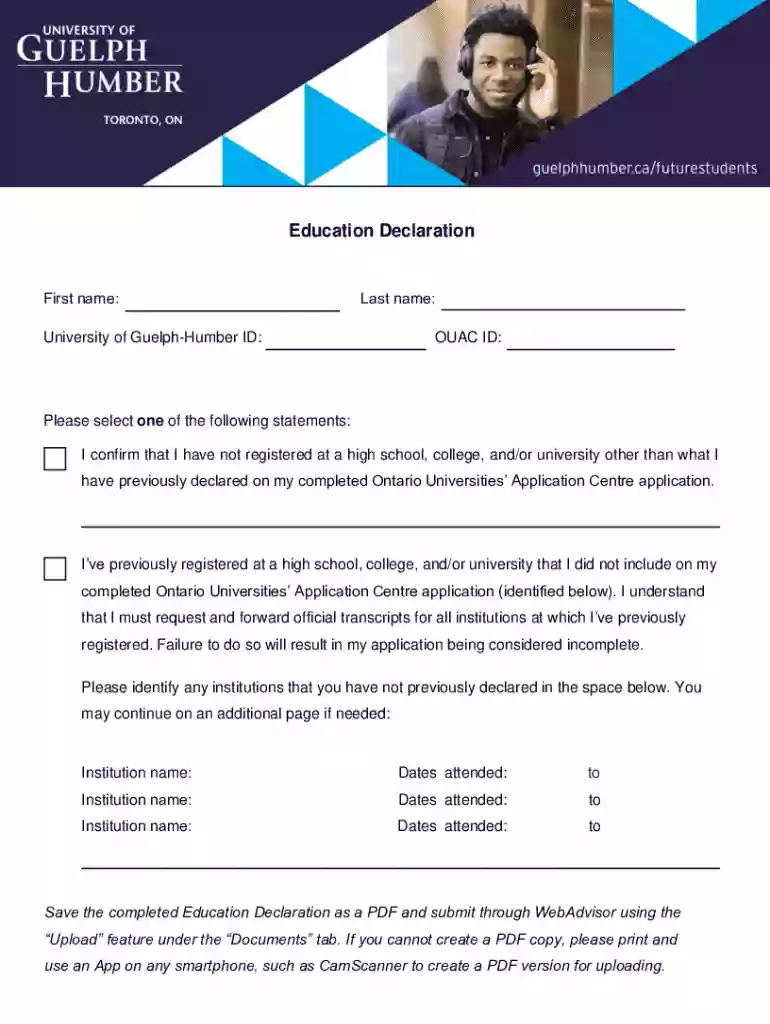 education declaration form Preview on Page 1
