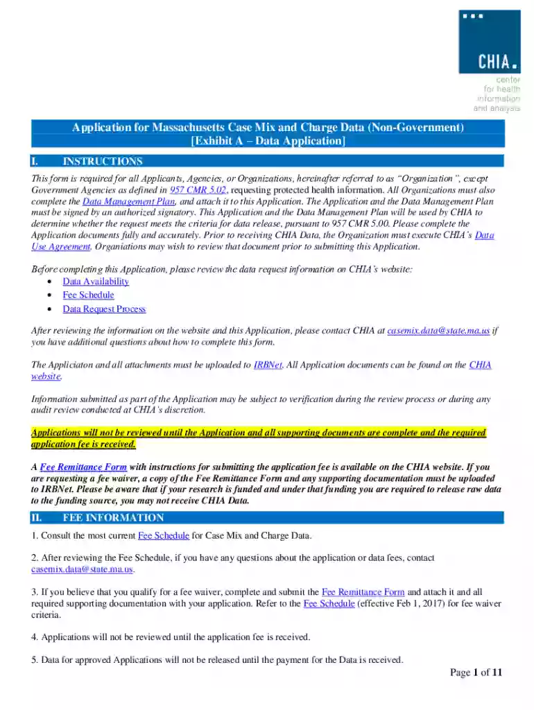 chiamass assetsdocsNon-Governmental Application for Massachusetts Case Mix and Preview on Page 1