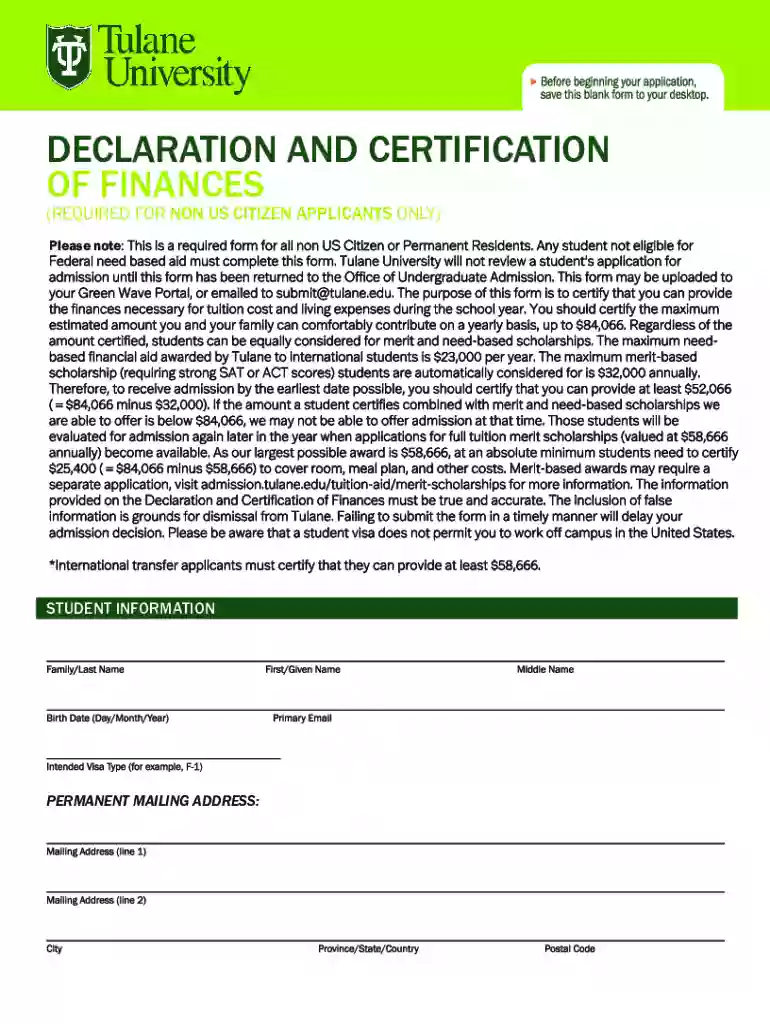 fill ioDECLARATION-AND-CERTIFICATION-OF-FINANCESFill - DECLARATION AND CERTIFICATION OF FINANCES (Tu Preview on Page 1
