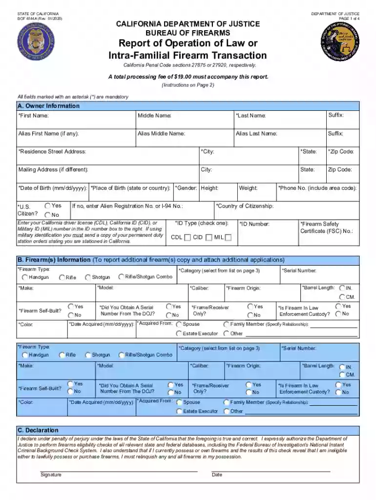 gun transfer form california Preview on Page 1