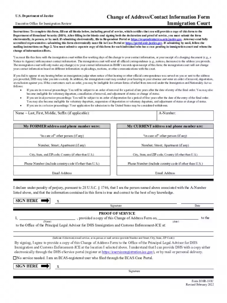 eoir change address online Preview on Page 1