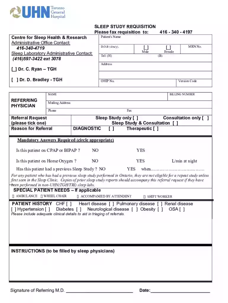 sleep study requisition Preview on Page 1