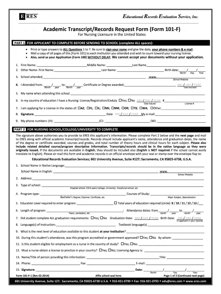 eres form 101 Preview on Page 1