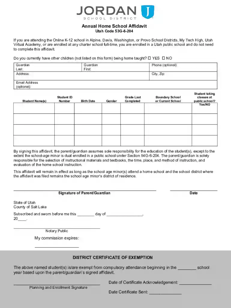 jordan school district homeschool Preview on Page 1