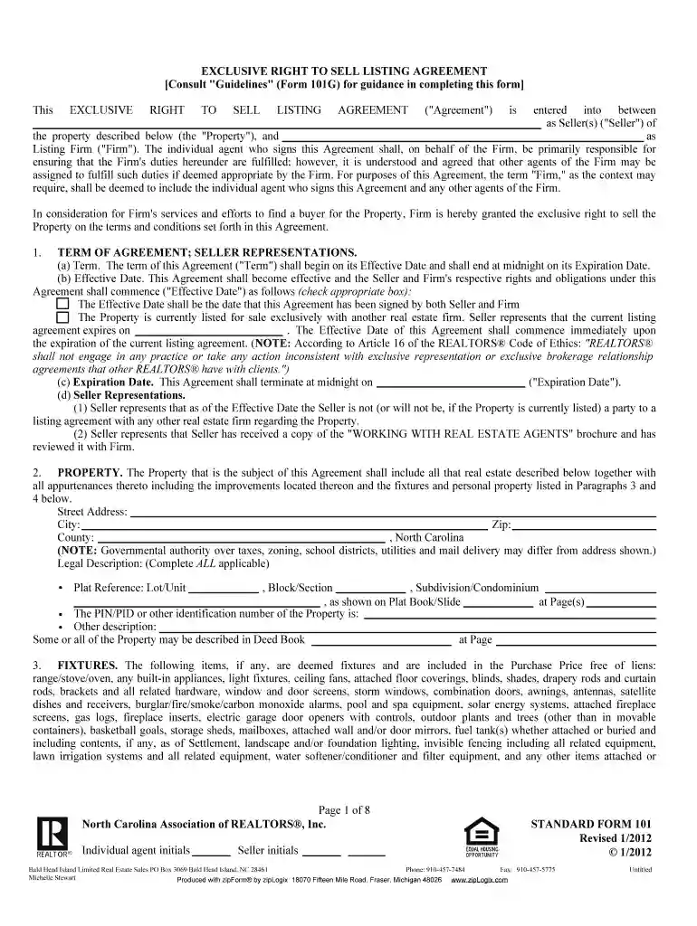 exclusive right to sell Preview on Page 1