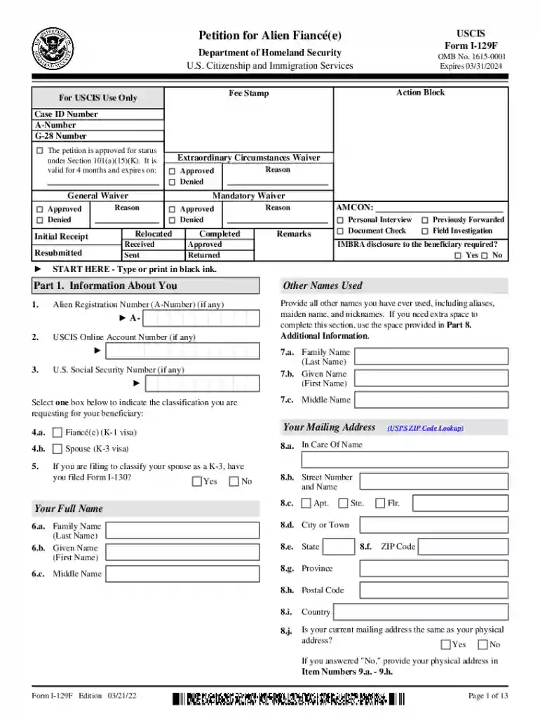 2022 uscis petition fiance Preview on Page 1