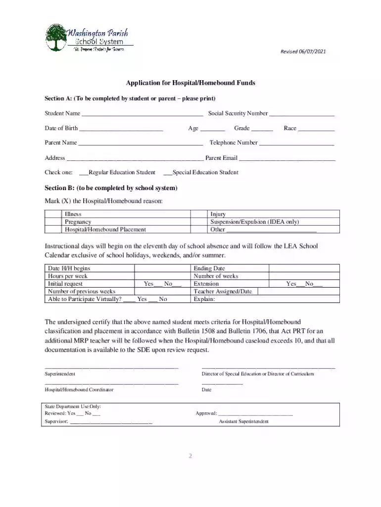 Homebound and Hospital Student Services Policy Preview on Page 1