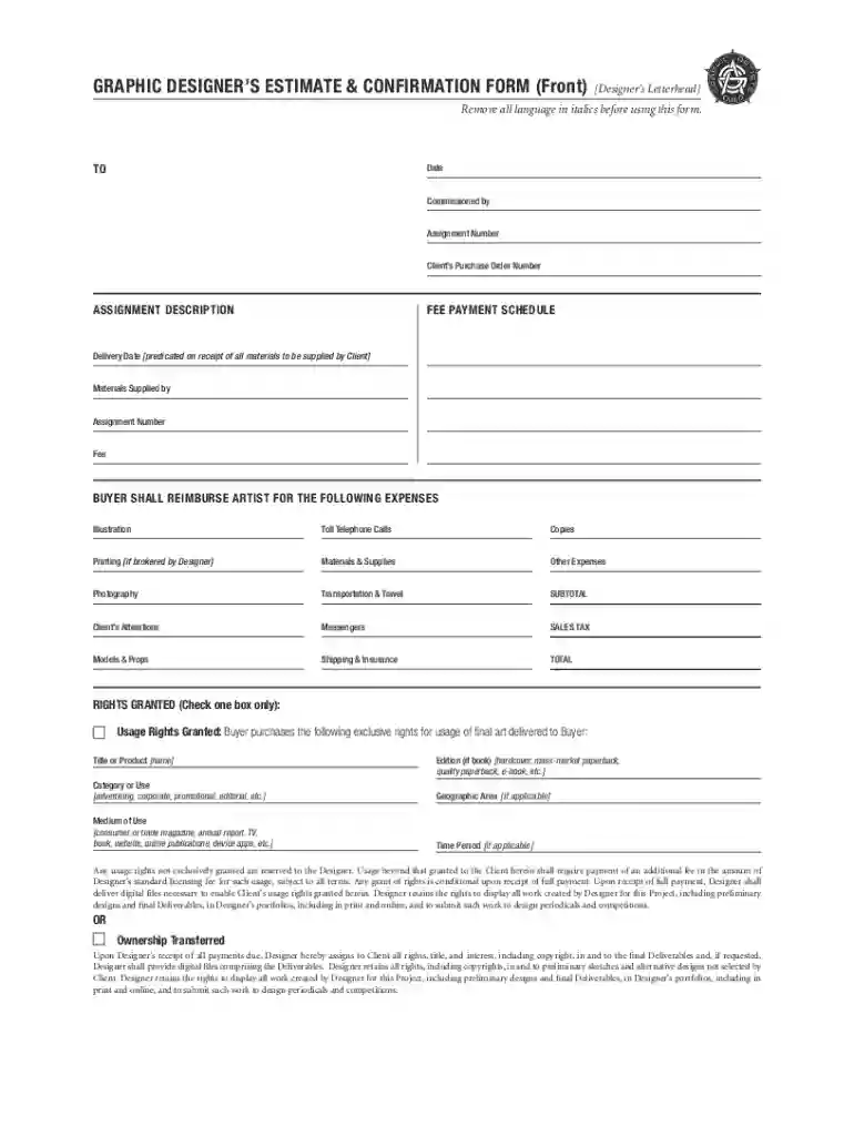 graphic design request form template Preview on Page 1