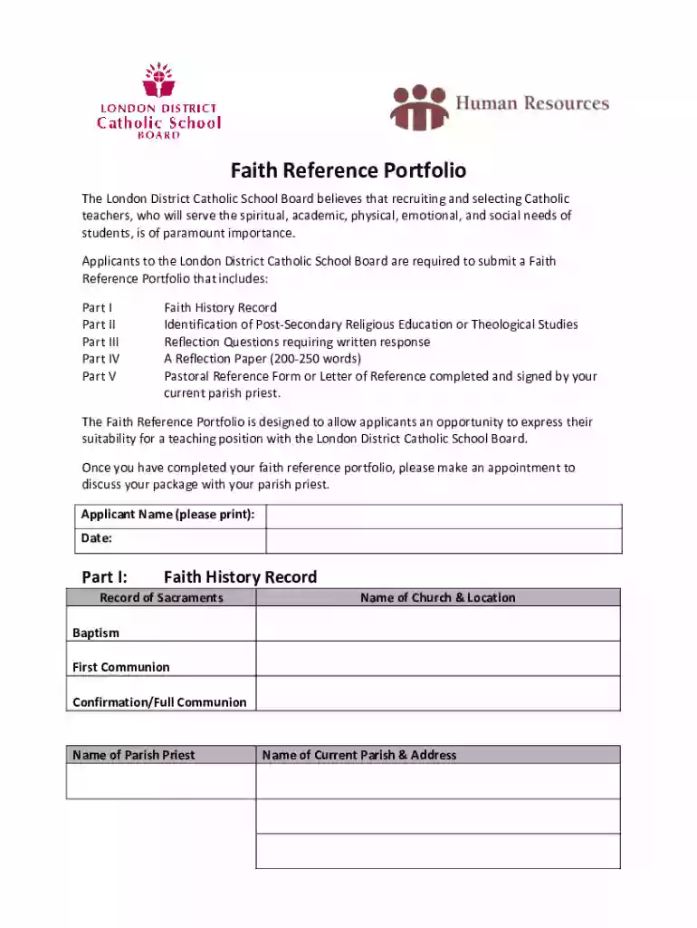 ca faith reference portfolio Preview on Page 1
