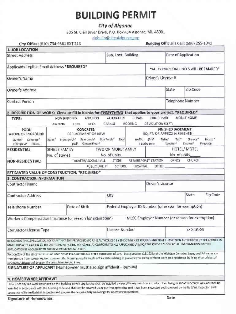 michigan city building permit Preview on Page 1